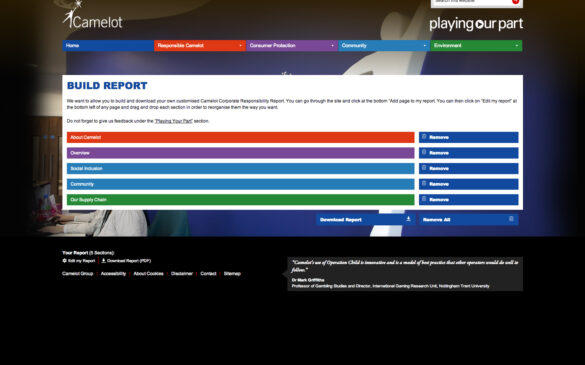 Playing Our Part | Build Report Page Screenshot