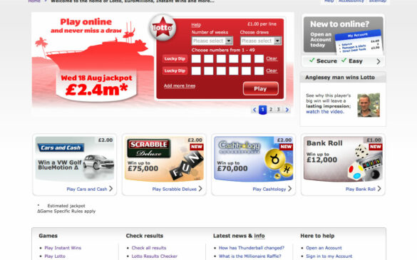 The National Lottery | Home Page Screenshot