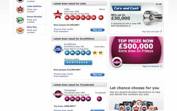 The National Lottery | Check Results Page Screenshot