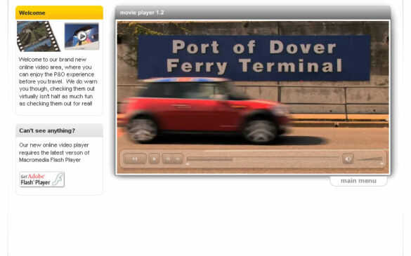 P&O Ferries Movie Player Movie Page Screenshot